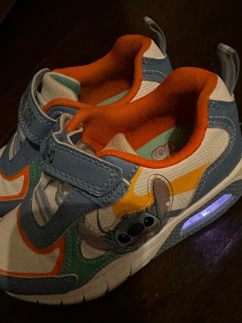 Disney Kids Light-Up Sneakers with Stitch Graphic - Blue, Orange & Yellow